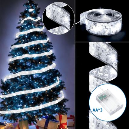 Aigostar - Guirlande lumineuse LED 50xLED/3xAA 5 m blanc chaud argentée