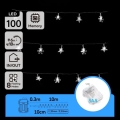 Aigostar - Guirlande de Noël LED d'extérieur 100 LED / 8 fonctions, 3 piles AA, 10 m, IP44, blanc froid
