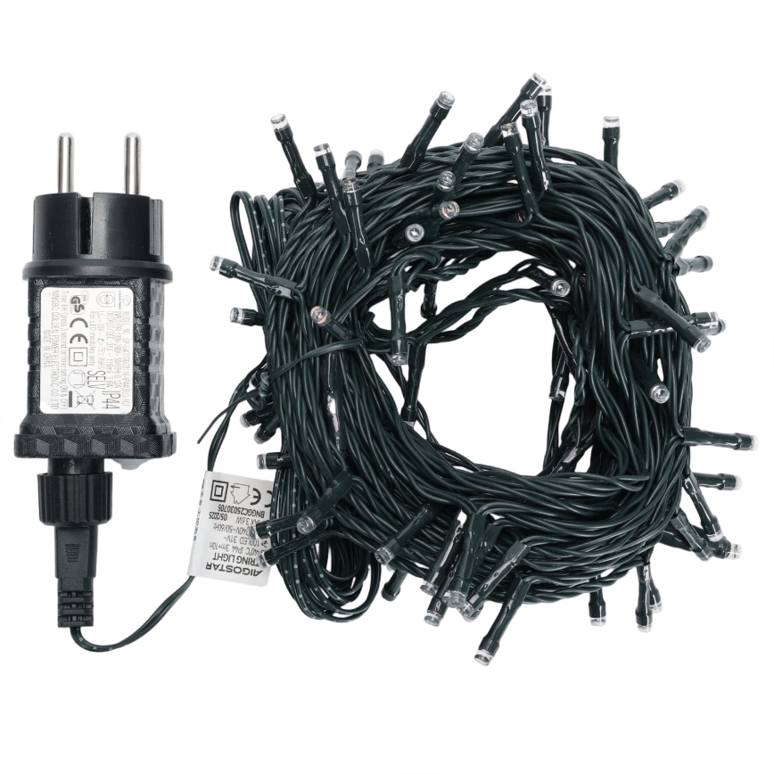 Aigostar - Guirlande de Noël LED d'extérieur 100xLED/8 fonctions 13m IP44 blanc chaud