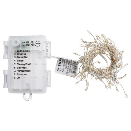 Aigostar - Guirlande de Noël LED d'extérieur 100xLED/8 fonctions 3xAA 3,3m IP44 multicolore