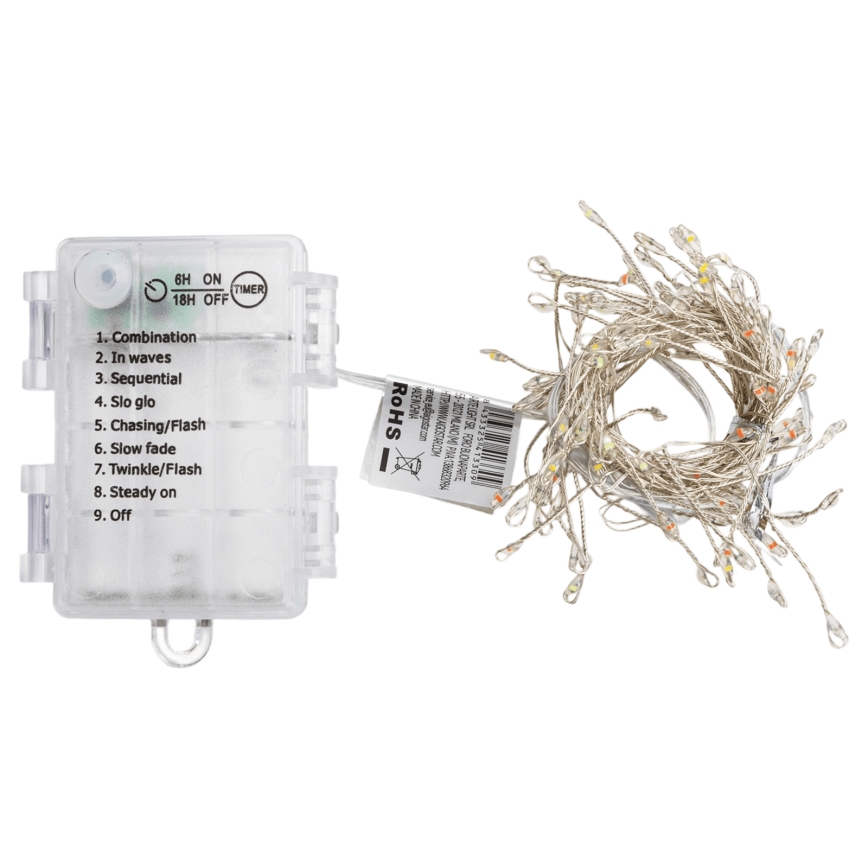 Aigostar - Guirlande de Noël LED d'extérieur 100xLED/8 fonctions 3xAA 3,3m IP44 multicolore
