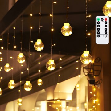 Aigostar - Guirlande de Noël LED d'extérieur 120 LED, 8 fonctions, 3 x 0,6 m, IP44, blanc chaud + télécommande