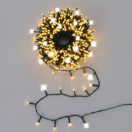 Aigostar - Guirlande de Noël LED d'extérieur 160xLED+40xLED, 13 m, IP44, blanc chaud + blanc froid