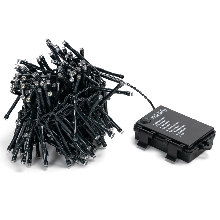 Aigostar - Guirlande de Noël LED d'extérieur 200xLED/8 fonctions 3xAA 5,3 m IP44 blanc froid