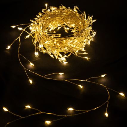 Aigostar - Guirlande de Noël LED d'extérieur 300 LED/8 fonctions 3xAA 9,3 m IP44 blanc chaud