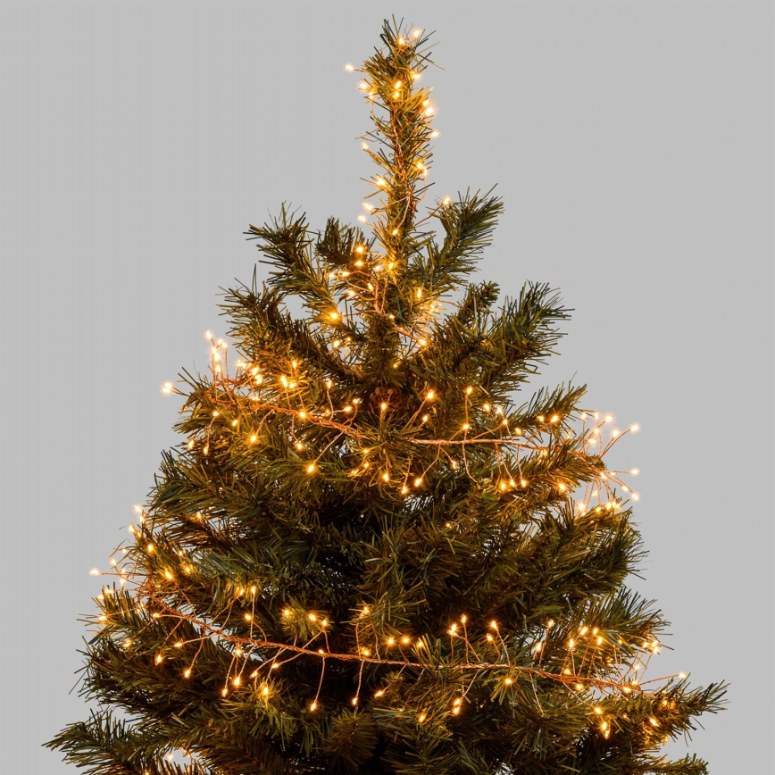 Aigostar - Guirlande de Noël LED d'extérieur 300 LED/8 fonctions 3xAA 9,3 m IP44 blanc chaud