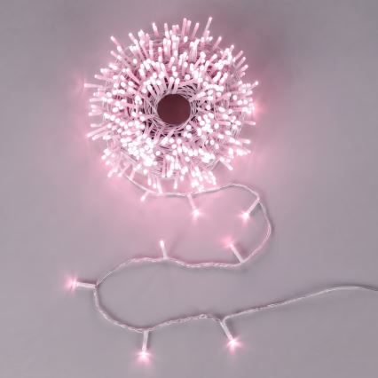Aigostar - Guirlande de Noël LED d'extérieur 50 LED/8 fonctions 3 x AA 5,3 m IP44 rose