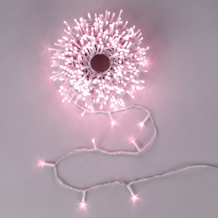 Aigostar - Guirlande de Noël LED d'extérieur 50 LED/8 fonctions 3 x AA 5,3 m IP44 rose
