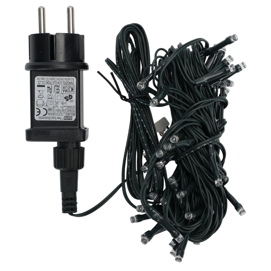 Aigostar - Guirlande de Noël LED d'extérieur 50 LED, 8 fonctions, 8 m, IP44, blanc froid