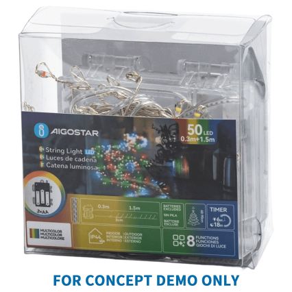 Aigostar - Guirlande de Noël LED d'extérieur 72xLED/8 fonctions 3xAA 1,2m IP44 blanc chaud