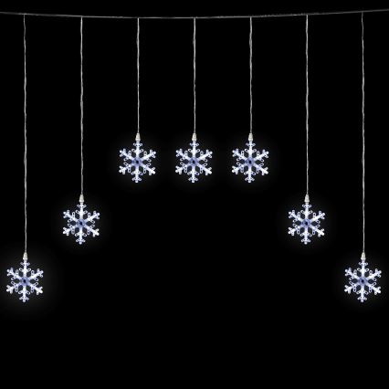 Aigostar - Guirlande de Noël LED d'extérieur 84 LED / 8 fonctions, 1,2 x 1 m, IP44, blanc froid, motifs flocons