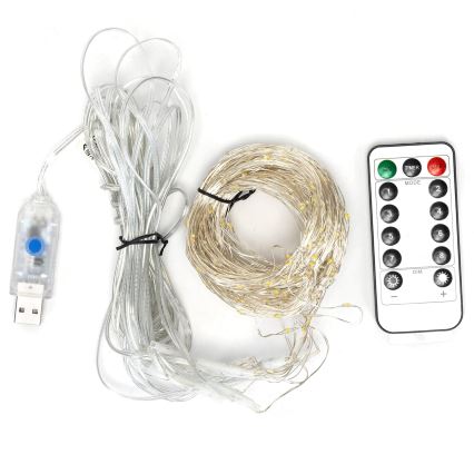Aigostar - Guirlande de Noël LED dimmable 300xLED/8 fonctions USB 6x3m blanc chaud + télécommande