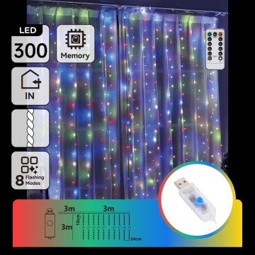Aigostar - Guirlande de Noël LED dimmable 300xLED/8 fonctions USB 6x3m multicolore + télécommande