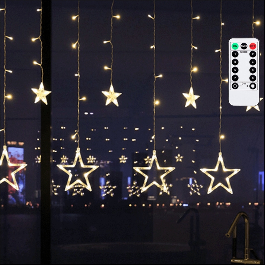Aigostar - Guirlande LED d'extérieur 120xLED/8 fonctions 3x0,6 m IP44 blanc chaud + télécommande
