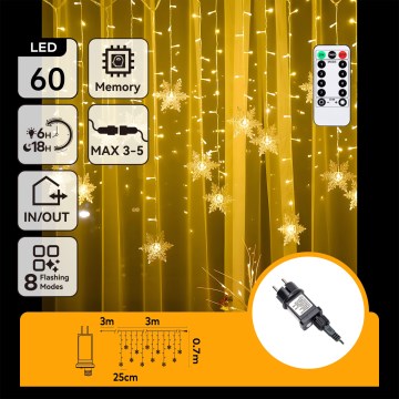 Aigostar - Guirlande de Noël LED extérieure 120xLED/8 fonctions 3x0,7m IP44 blanc chaud + télécommande