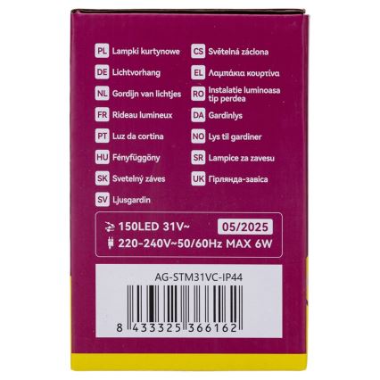 Aigostar - Guirlande de Noël LED extérieure 150xLED/6W/230V/8 fonctions 1,5x1m IP44 blanc chaud + télécommande