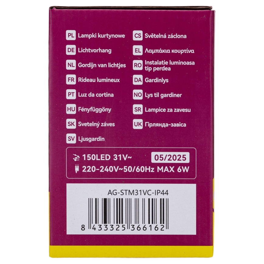 Aigostar - Guirlande de Noël LED extérieure 150xLED/6W/230V/8 fonctions 1,5x1m IP44 blanc chaud + télécommande