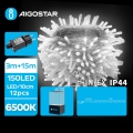 Aigostar - Guirlande de Noël LED extérieure 150xLED/8 fonctions 18m IP44 blanc froid