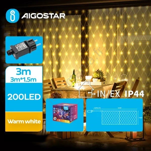 Aigostar Guirlande de Noël LED extérieure 200xLED/8 fonctions 6x1,5m