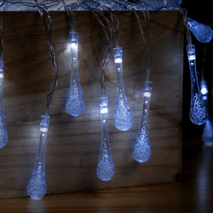 Aigostar - Guirlande de Noël d'extérieur LED 25xLED/8 fonctions 3xAA 2,5 m IP44 blanc froid en forme de gouttes