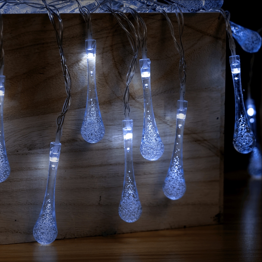 Aigostar - Guirlande de Noël d'extérieur LED 25xLED/8 fonctions 3xAA 2,5 m IP44 blanc froid en forme de gouttes