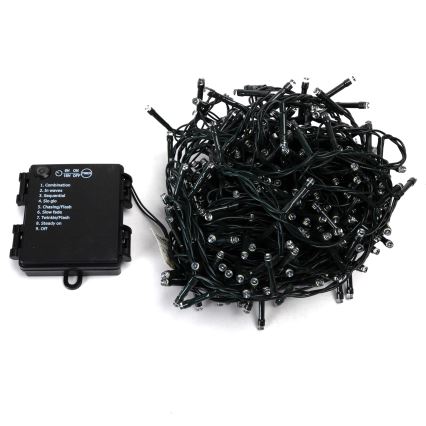 Aigostar - Guirlande lumineuse de Noël LED pour extérieur, 400 LED, 8 modes, alimentation 4x AA, 20,3 m, IP44, blanc froid