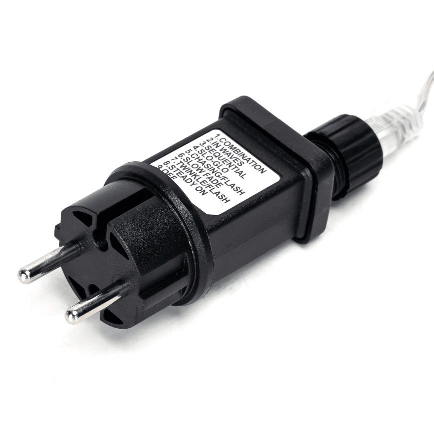 Aigostar - Guirlande de Noël LED extérieure 50 LED / 8 fonctions, 8 m, IP44, blanc froid