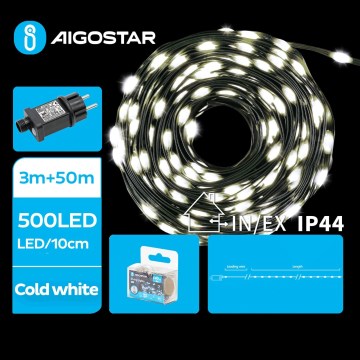 Aigostar - Guirlande de Noël LED extérieure 500 LED/8 fonctions 53 m IP44 blanc froid