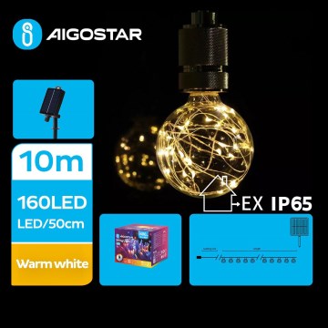 Aigostar - Guirlande de Noël solaire 20xLED/8 fonctions 11,5m IP65 blanc chaud