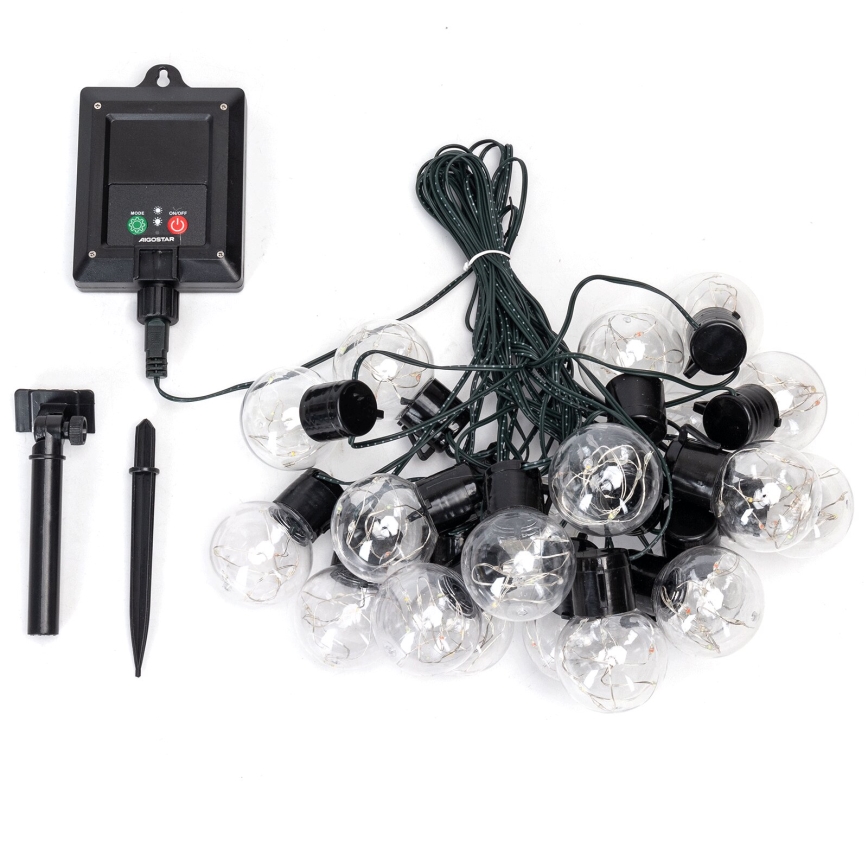 Aigostar - Guirlande de Noël solaire 20xLED/8 fonctions 11,5m IP65 blanc chaud