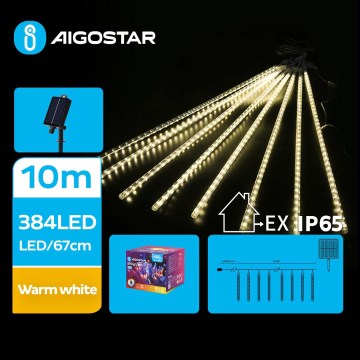 Aigostar - Guirlande de Noël solaire 384xLED/13m IP65 blanc chaud