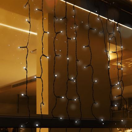 Aigostar - Guirlande solaire LED de Noël 100 LED / 8 modes 4 x 1 m 800 mAh IP65 blanc froid