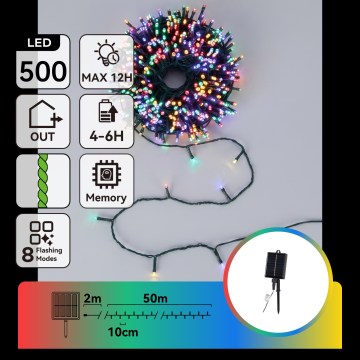 Aigostar - Guirlande de Noël solaire à LED 500 LED/8 fonctions 52 m IP65 multicolore 1200 mAh