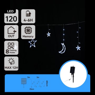 Aigostar - Guirlande de Noël solaire LED 120xLED/8 fonctions 3x0,6m 500 mAh IP65 blanc froid