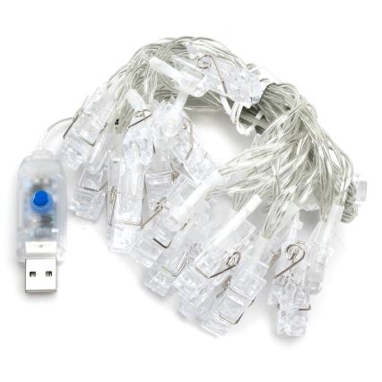 Aigostar - Guirlande décorative à LED, 20 LED, 5 W, USB, 6 m, blanc chaud