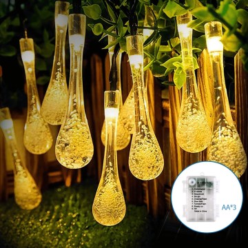 Aigostar -Guirlande décorative extérieure 50xLED/8 fonctions 3xAA 5,3m IP44 blanc chaud