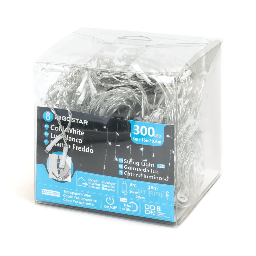 Aigostar - Guirlande décorative extérieure 75xLED/6W/230V 15x0,6m IP44 blanc froid