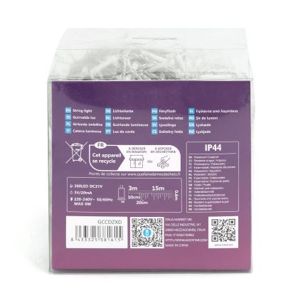 Aigostar - Guirlande décorative extérieure 75xLED/6W/230V 15x0,6m IP44 blanc froid