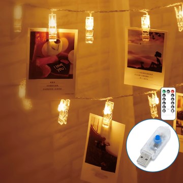 Aigostar - Guirlande décorative LED 20 LEDs / 5 W / USB / 6 m / blanc chaud