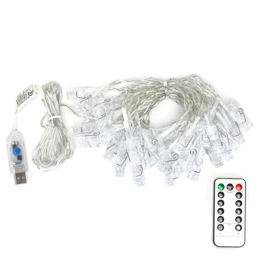Aigostar - Guirlande décorative LED 40xLED/5W/USB 9 m blanc chaud