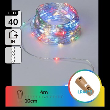 Aigostar - guirlande décorative LED avec bouchon pour bouteille 40×LED / 3×LR44, 4 m, multicolore
