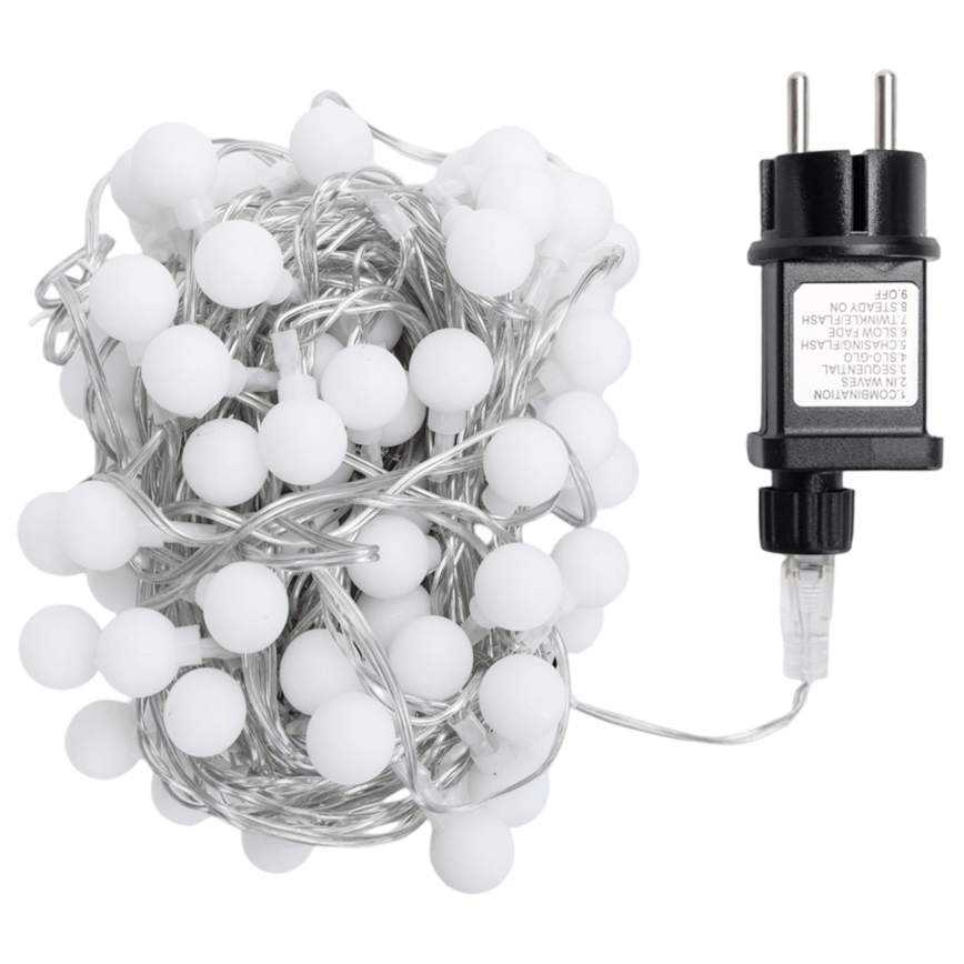 Aigostar - Guirlande lumineuse LED d'extérieur, 100 LED, 8 modes, 10 m, IP44, blanc froid