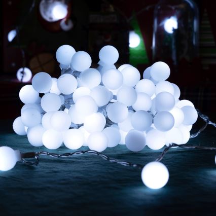 Aigostar - Guirlande lumineuse LED d'extérieur décorative, 50 LED / 8 fonctions, 5 m, IP44, blanc froid