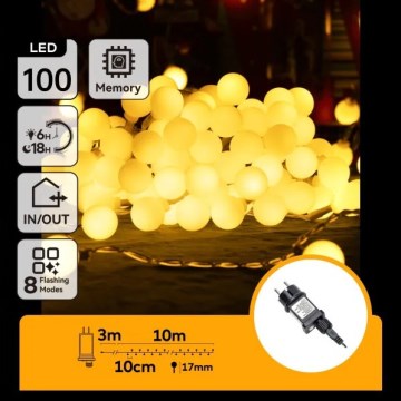 Aigostar - Guirlande décorative LED extérieure 100 LED / 8 fonctions, 10 m, IP44, blanc chaud
