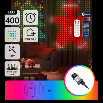 Aigostar - Guirlande décorative LED RGBY 400 LEDs 1×1 m IP44 + télécommande