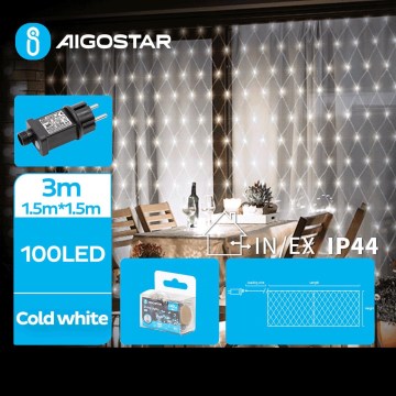 Aigostar - Guirlande extérieure 100xLED/8 fonctions 4,5x1,5m IP44 blanc froid