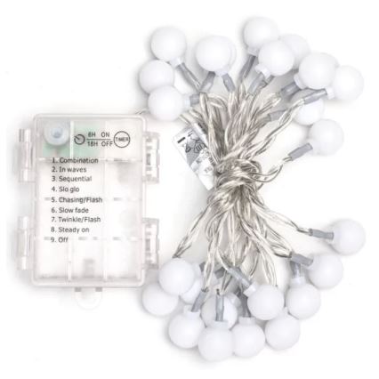 Aigostar - Guirlande de Noël extérieure 25xLED/3xAA/8 fonctions 2,8 m IP44 blanc froid