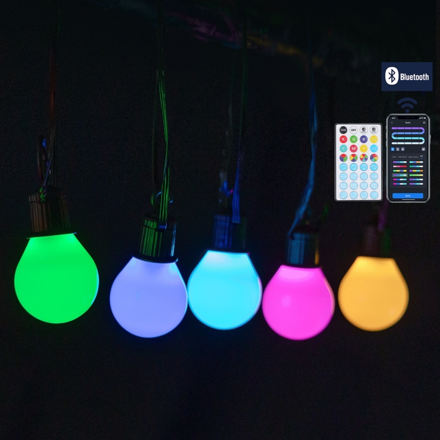 Aigostar - Guirlande d'extérieur connectée MESH RGBICW 25 LED, 5 m, IP44 + télécommande