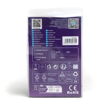 Aigostar - Guirlande LED 100xLED/3xAA 10,3m blanc froid