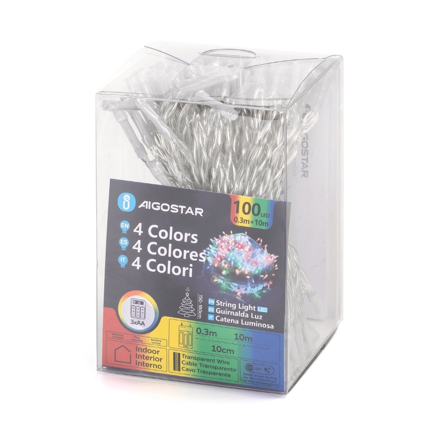 Aigostar - Guirlande LED 100xLED/3xAA 10,3m multicolore